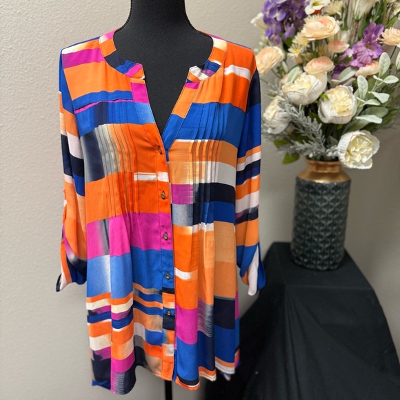 Chaus Tops - Chaus New York Women’s Multicolor Stripe Button-Down Blouse – Size M